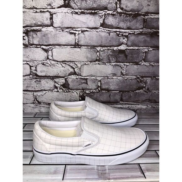 Vans Classic Slip-On Checkerboard Day White Canvas Sneakers Shoes Women 9.5M US main image 5